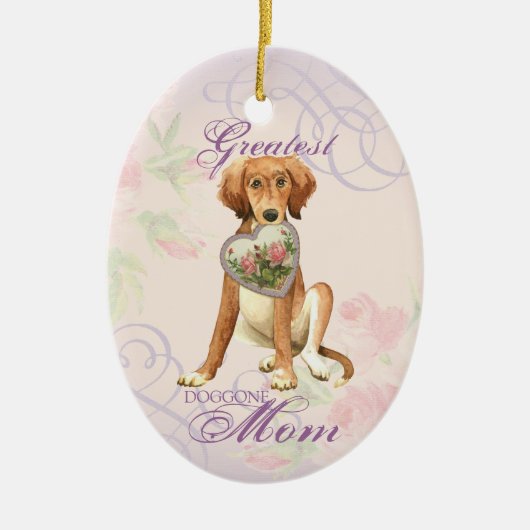 Saluki Heart Mam Keramisch Ornament (Voorkant)