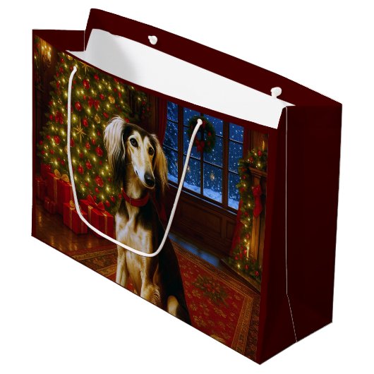 Saluki Holiday Groot Cadeauzakje (Voorkant Gekanteld)