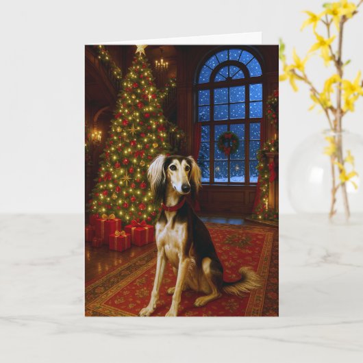 Saluki Holiday  Kaart (Gele Bloem)