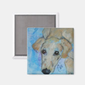 Saluki Hond Kunst Vierkante Magneet (Voorkant / Achterkant)