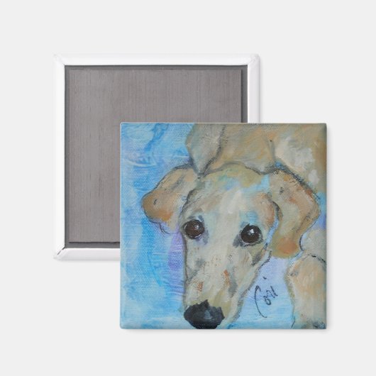 Saluki Hond Kunst Vierkante Magneet (Voorkant / Achterkant)