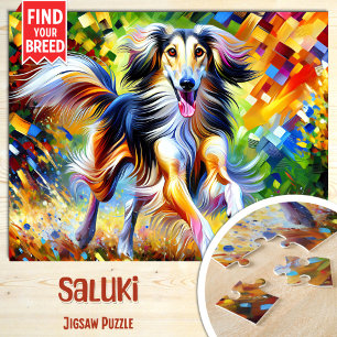 Saluki Hond Portret Acryl Kunstprint Hond Liefhebb Legpuzzel