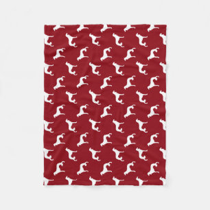 Saluki Hondenras Silhouettes Pattern Red en White Fleece Deken