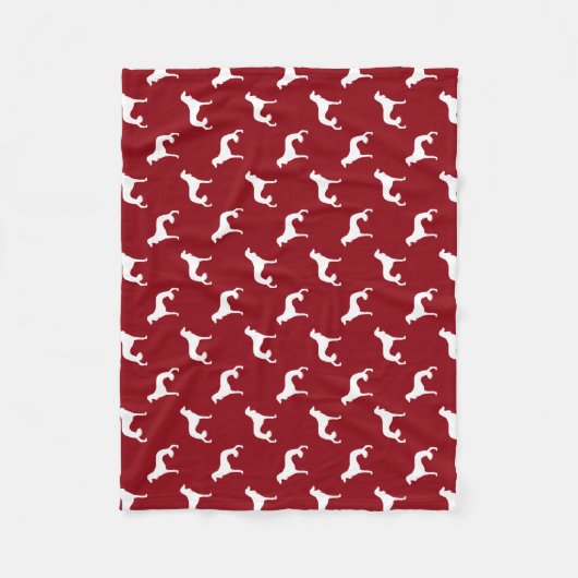 Saluki Hondenras Silhouettes Pattern Red en White Fleece Deken (Voorkant)