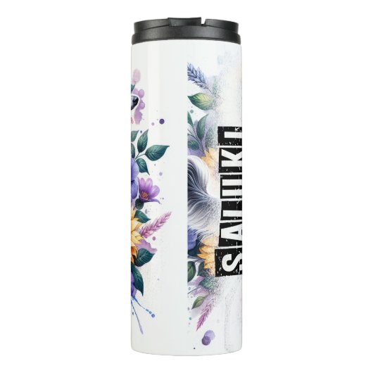 Saluki in bloeiende elegantie thermosbeker (Achterkant)