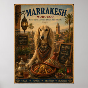 Saluki in Marrakesh Vintage Reisposter Poster