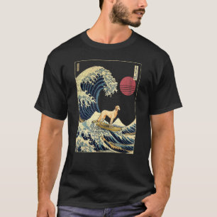 Saluki Japans Kanagawa Wave Surf Dog T-shirt