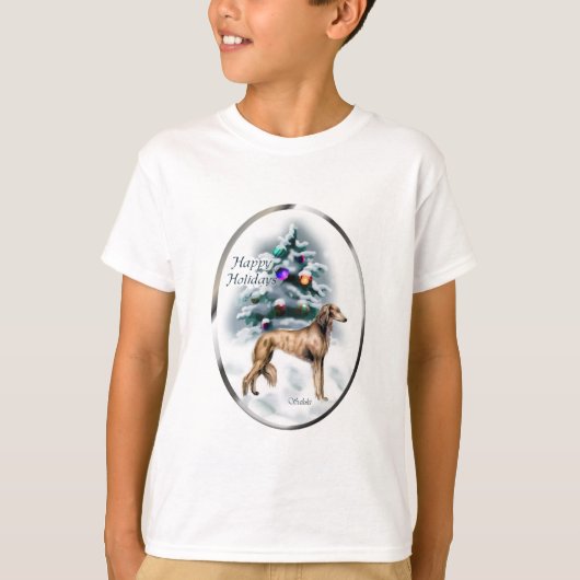 Saluki-kerstcadeaus T-shirt (Voorkant)