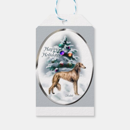 Saluki Kerstmis Cadeaulabel (Achterkant)