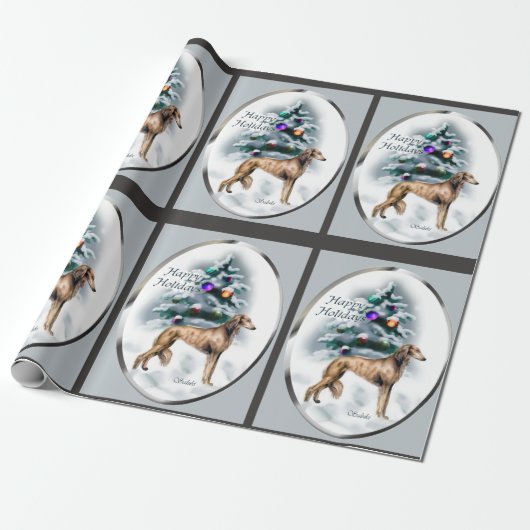 Saluki Kerstmis Cadeaupapier (Uitgerold)