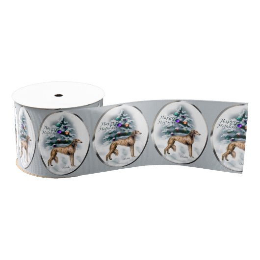 Saluki Kerstmis Grosgrain Lint (Spoel)