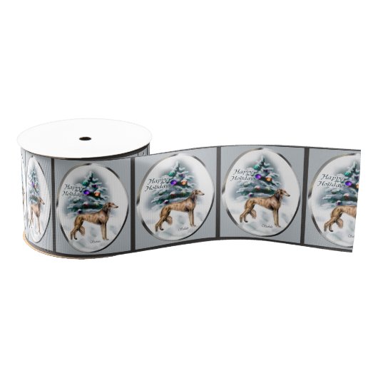Saluki Kerstmis Grosgrain Lint (Spoel)