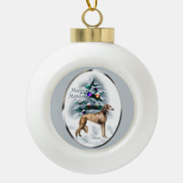 Saluki Kerstmis Keramische Bal Ornament