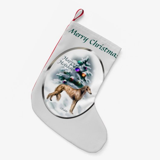 Saluki Kerstmis Kleine Kerstsok (Voorkant (Hangend))