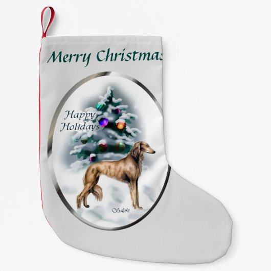 Saluki Kerstmis Kleine Kerstsok (Voorkant)