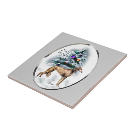 Saluki Kerstmis Tegeltje (Zijkant)