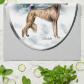 Saluki Kerstmis Theedoek (Gevouwen)