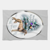 Saluki Kerstmis Theedoek (Horizontaal)