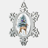 Saluki Kerstmis Tin Sneeuwvlok Ornament (Rechts)