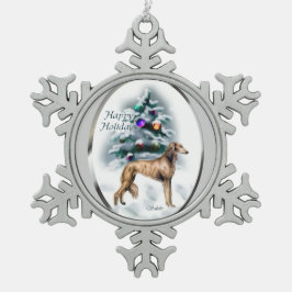 Saluki Kerstmis Tin Sneeuwvlok Ornament