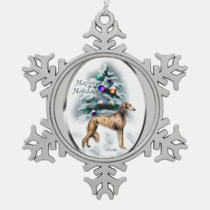 Saluki Kerstmis Tin Sneeuwvlok Ornament