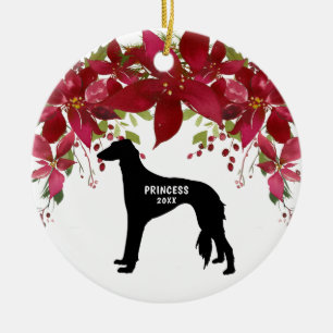Saluki kerstornament keramisch ornament