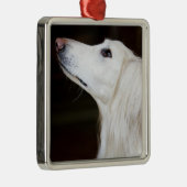 Saluki kijkt omhoog metalen ornament (Rechts)