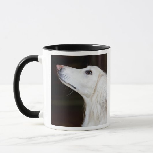 Saluki kijkt omhoog mok (Links)