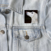 Saluki kijkt omhoog vierkante button 5,1 cm (In situ)