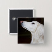 Saluki kijkt omhoog vierkante button 5,1 cm (Voorkant /achterkant)