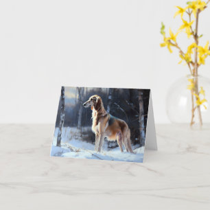 Saluki Laat het Sneeuwen Kerstmis Kaart