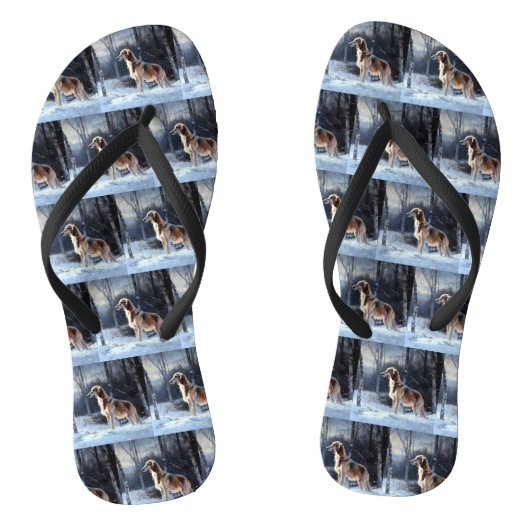 Saluki Laat het Sneeuwen Kerstmis Teenslippers (Voetbed)