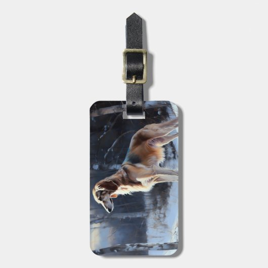 Saluki liet het sneeuwen Kerstmis Bagagelabel (Voorkant verticaal)