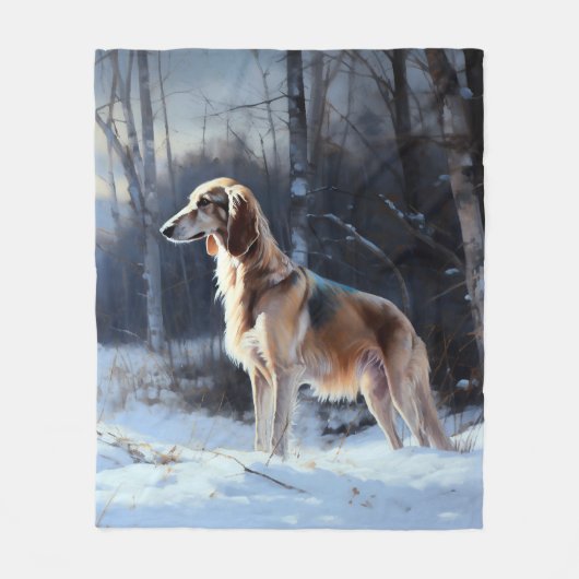 Saluki liet het sneeuwen Kerstmis Fleece Deken (Voorkant)