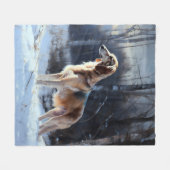 Saluki liet het sneeuwen Kerstmis Fleece Deken (Voorkant (Horizontaal))