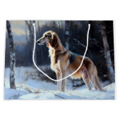 Saluki liet het sneeuwen Kerstmis Groot Cadeauzakje (Voorkant)