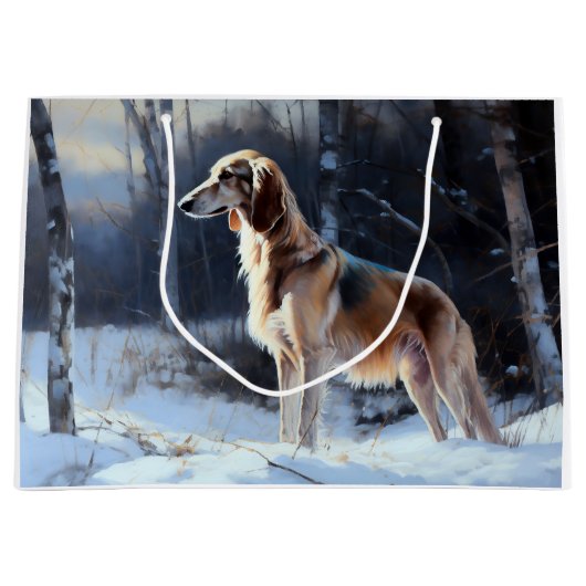 Saluki liet het sneeuwen Kerstmis Groot Cadeauzakje (Voorkant)