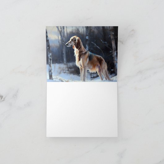 Saluki liet het sneeuwen Kerstmis Kaart (Binnen)