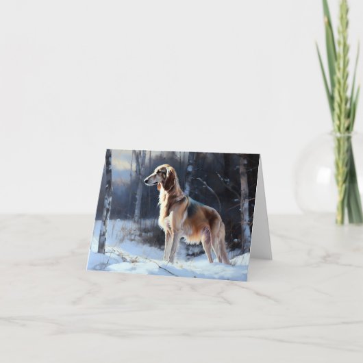 Saluki liet het sneeuwen Kerstmis Kaart (Voorkant)