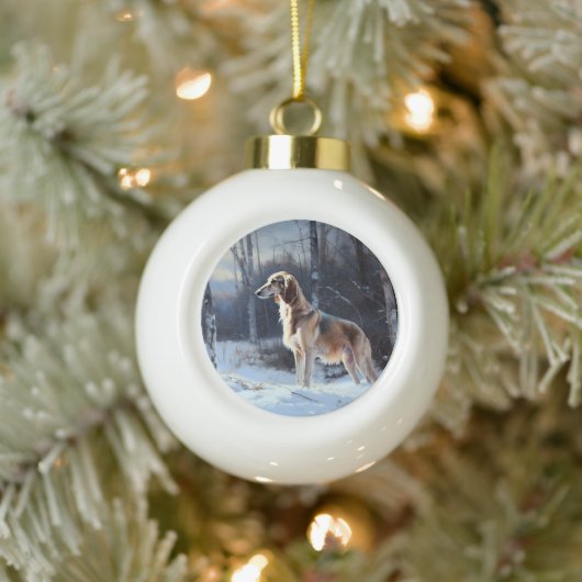 Saluki liet het sneeuwen Kerstmis Keramische Bal Ornament (Boom)