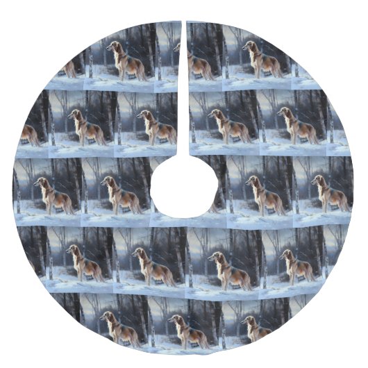 Saluki liet het sneeuwen Kerstmis Kerstboom Rok (Voorkant)