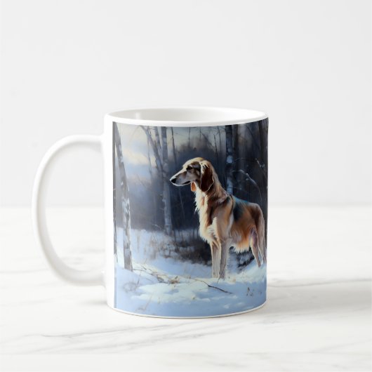 Saluki liet het sneeuwen Kerstmis Koffiemok (Links)