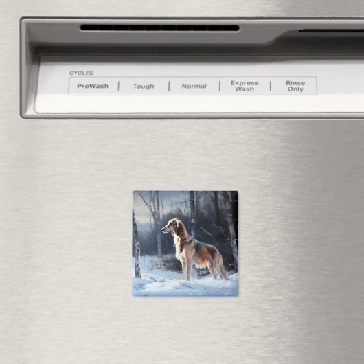 Saluki liet het sneeuwen Kerstmis Magneet (Insitu (Vaatwasser))