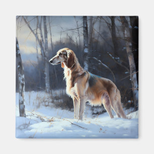 Saluki liet het sneeuwen Kerstmis Magneet