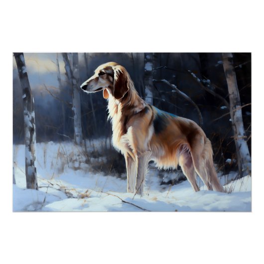 Saluki liet het sneeuwen Kerstmis Perfect Poster (Voorkant)
