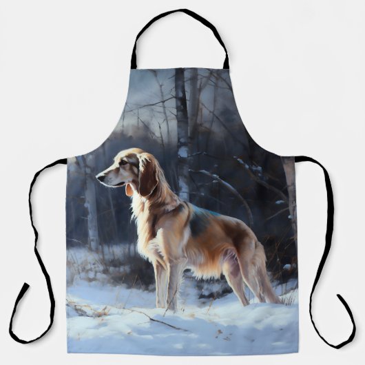 Saluki liet het sneeuwen Kerstmis Schort (Voorkant)