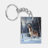 Saluki liet het sneeuwen Kerstmis Sleutelhanger (Voorkant Links)