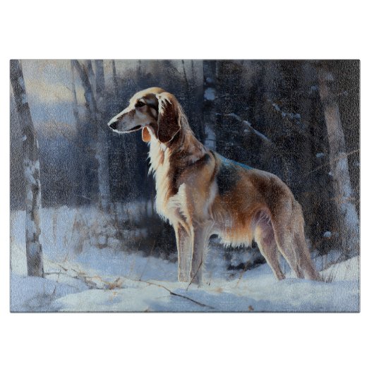 Saluki liet het sneeuwen Kerstmis Snijplank (Voorkant)