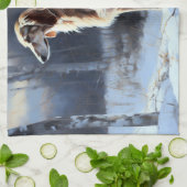 Saluki liet het sneeuwen Kerstmis Theedoek (Gevouwen)