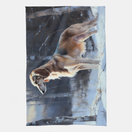 Saluki liet het sneeuwen Kerstmis Theedoek (Verticaal)